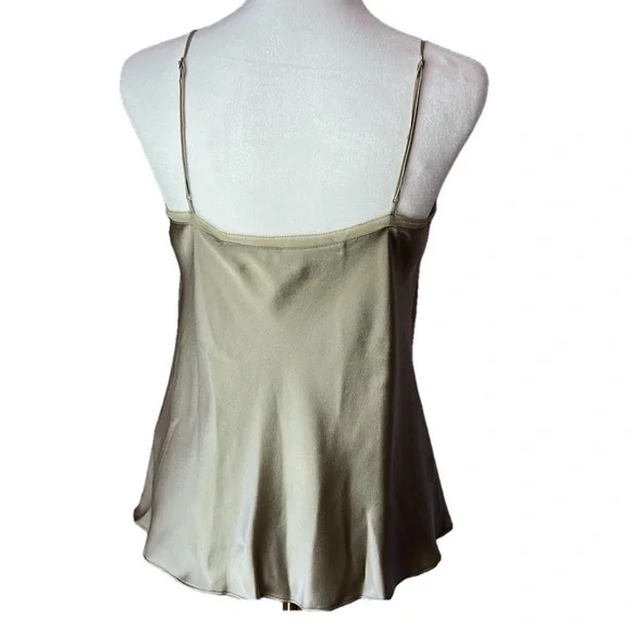 New! Vince Chiffon-Trim 100% Silk Camisole Adjustable Spaghetti Straps - Picture 2 of 8